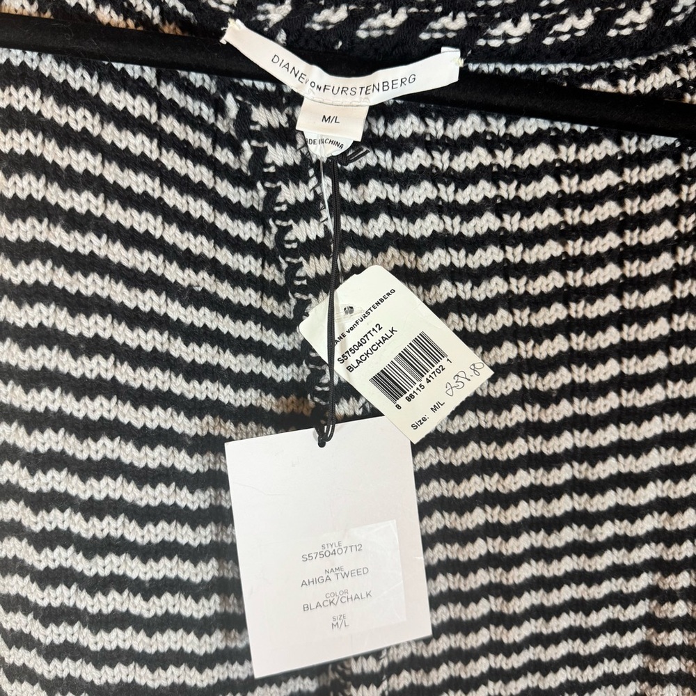 Diane Von Furstenberg Black and White Ahiga Wool Sweater - Picture 6 of 11
